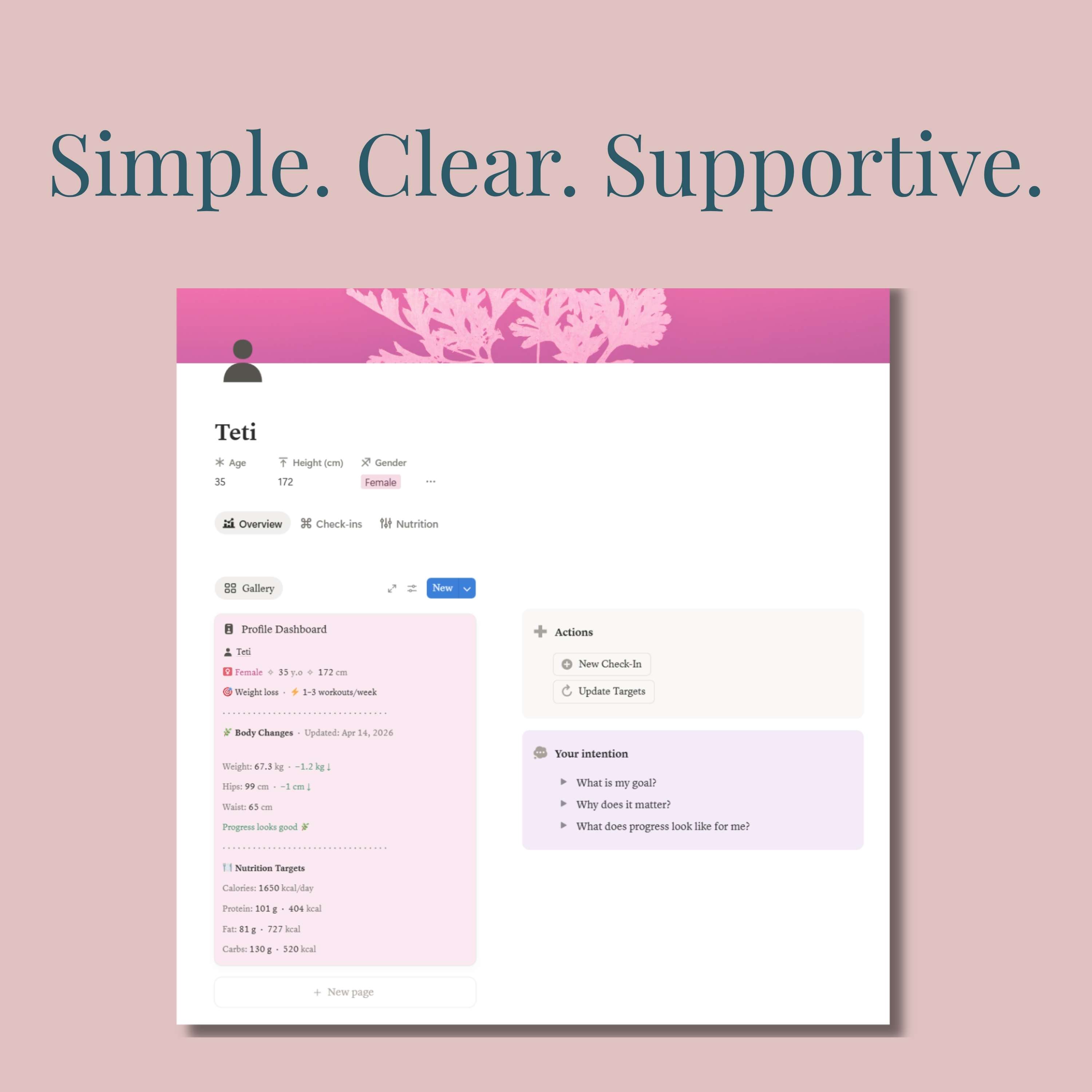 Body & Nutrition Tracker nutrition targets