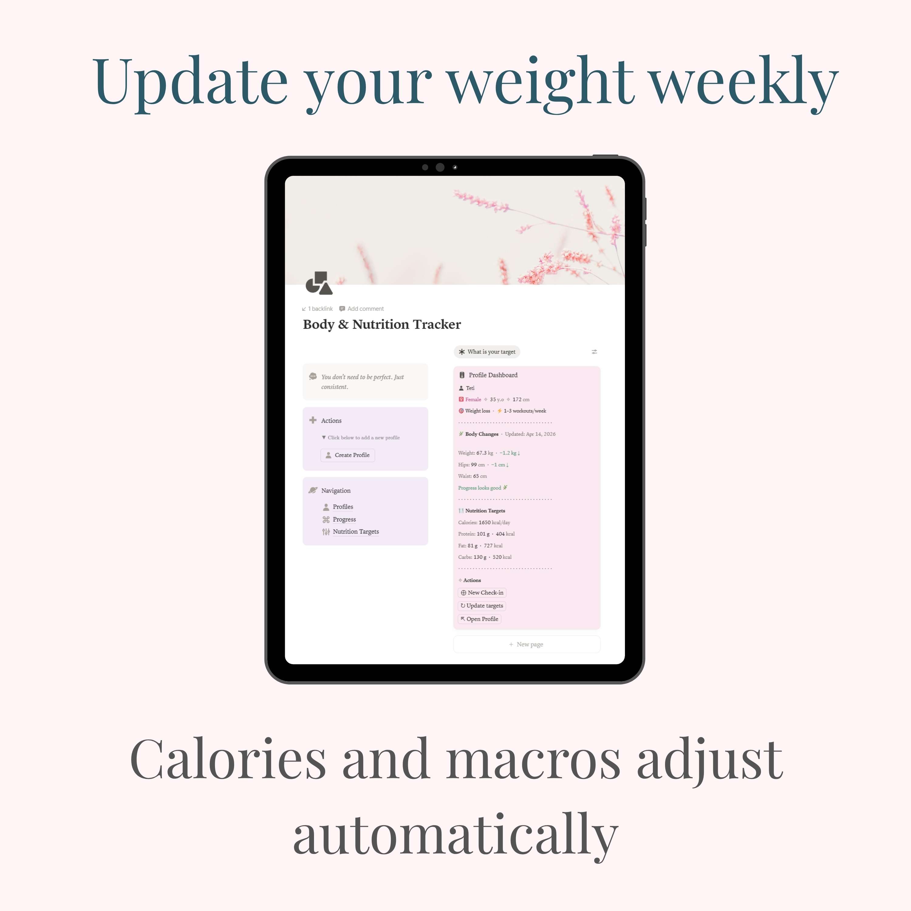 Body & Nutrition Tracker profile setup