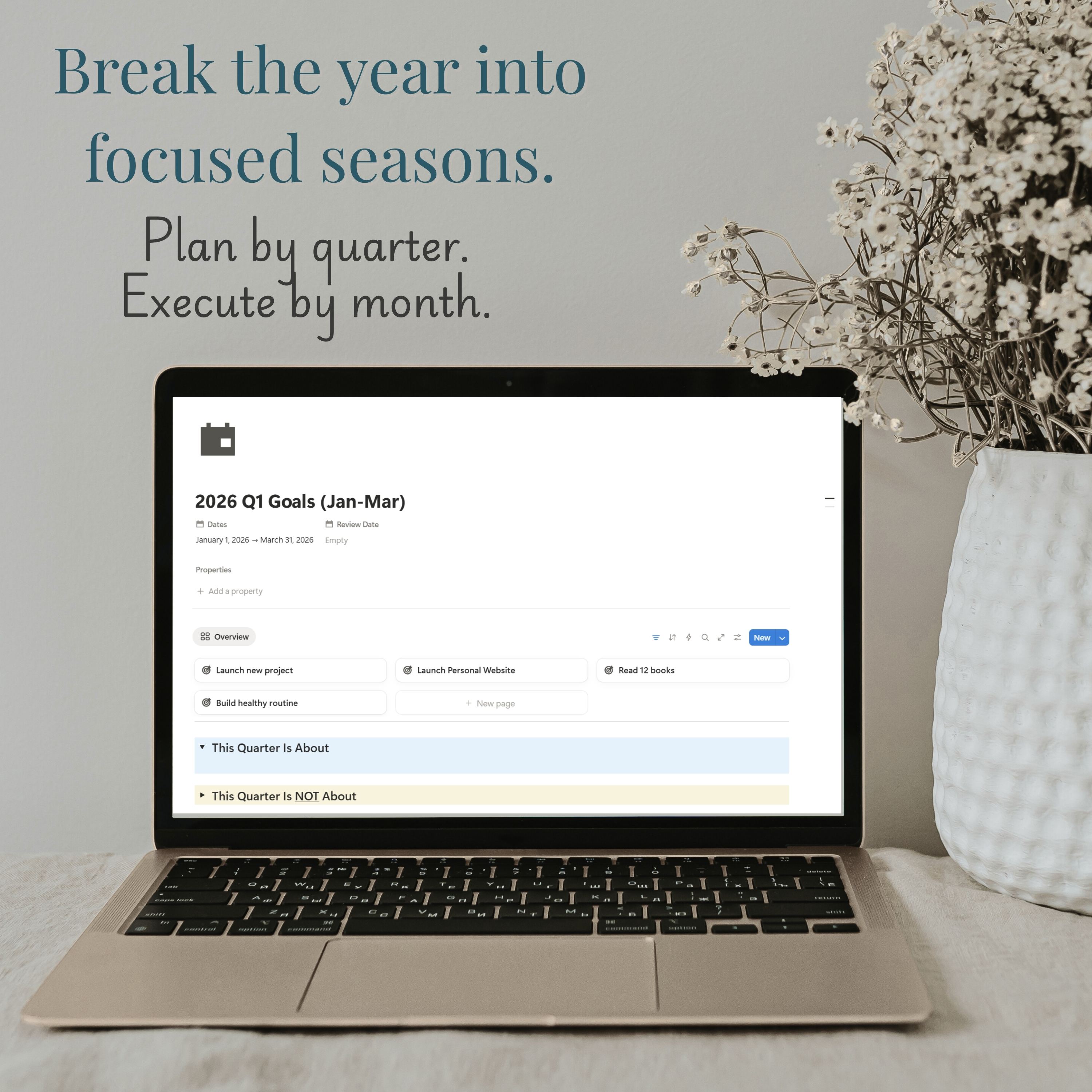 Yearly Goals calendar view