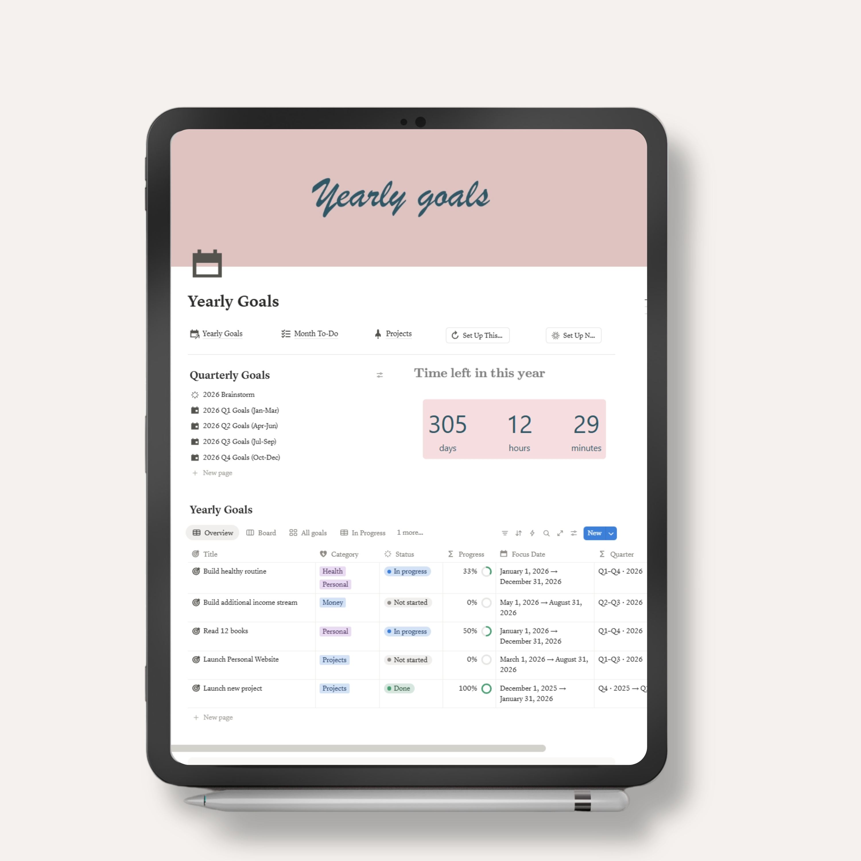 Yearly Goals preview